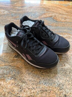 Reebok Women's 8.5 Black Sneakers with Mauve Accents